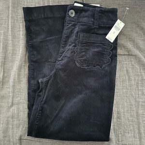 Anthropologie Maeve - Dark Navy Corduroy Wide Leg Pants with Scallop Pockets